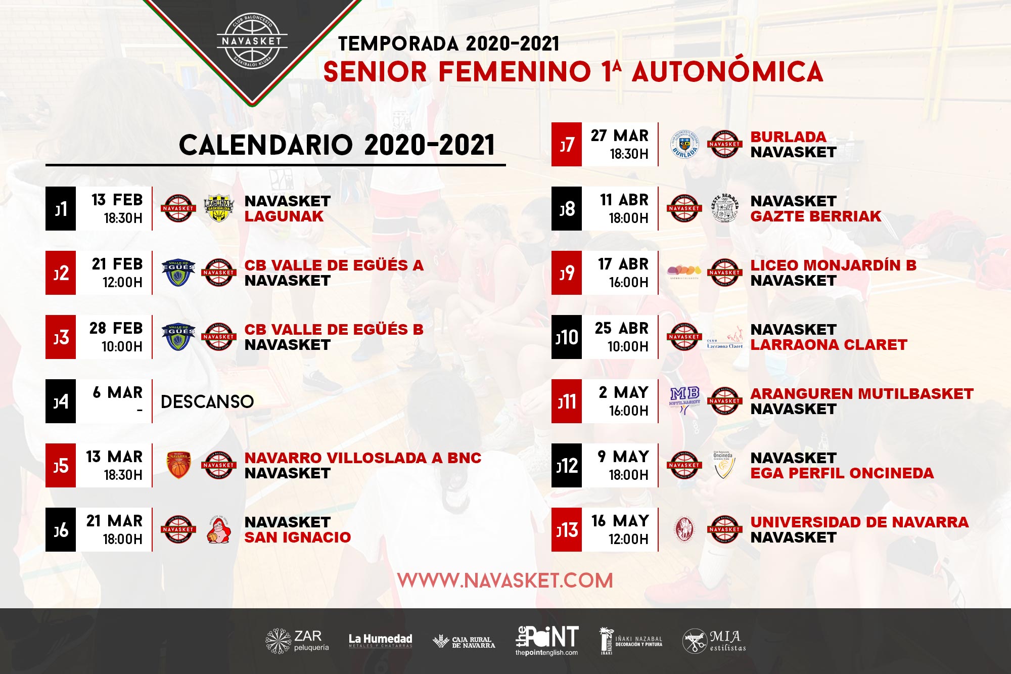 CALENDARIO 2020-2021 | Senior Femenino 1ª Autonómica