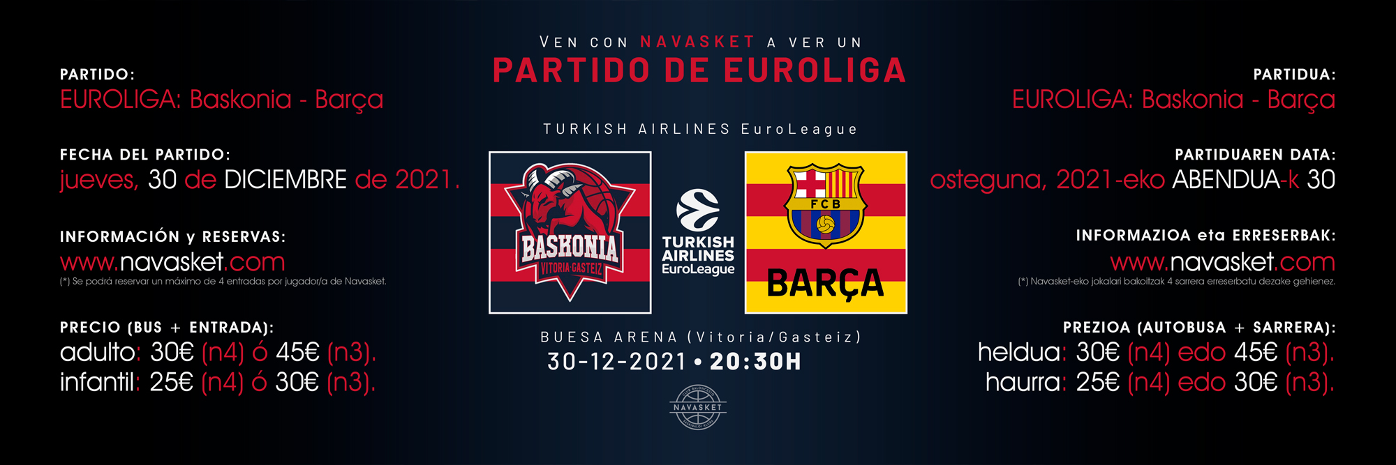 PARTIDO EUROLEAGUE | Baskonia - Barça (30-12-2021)
