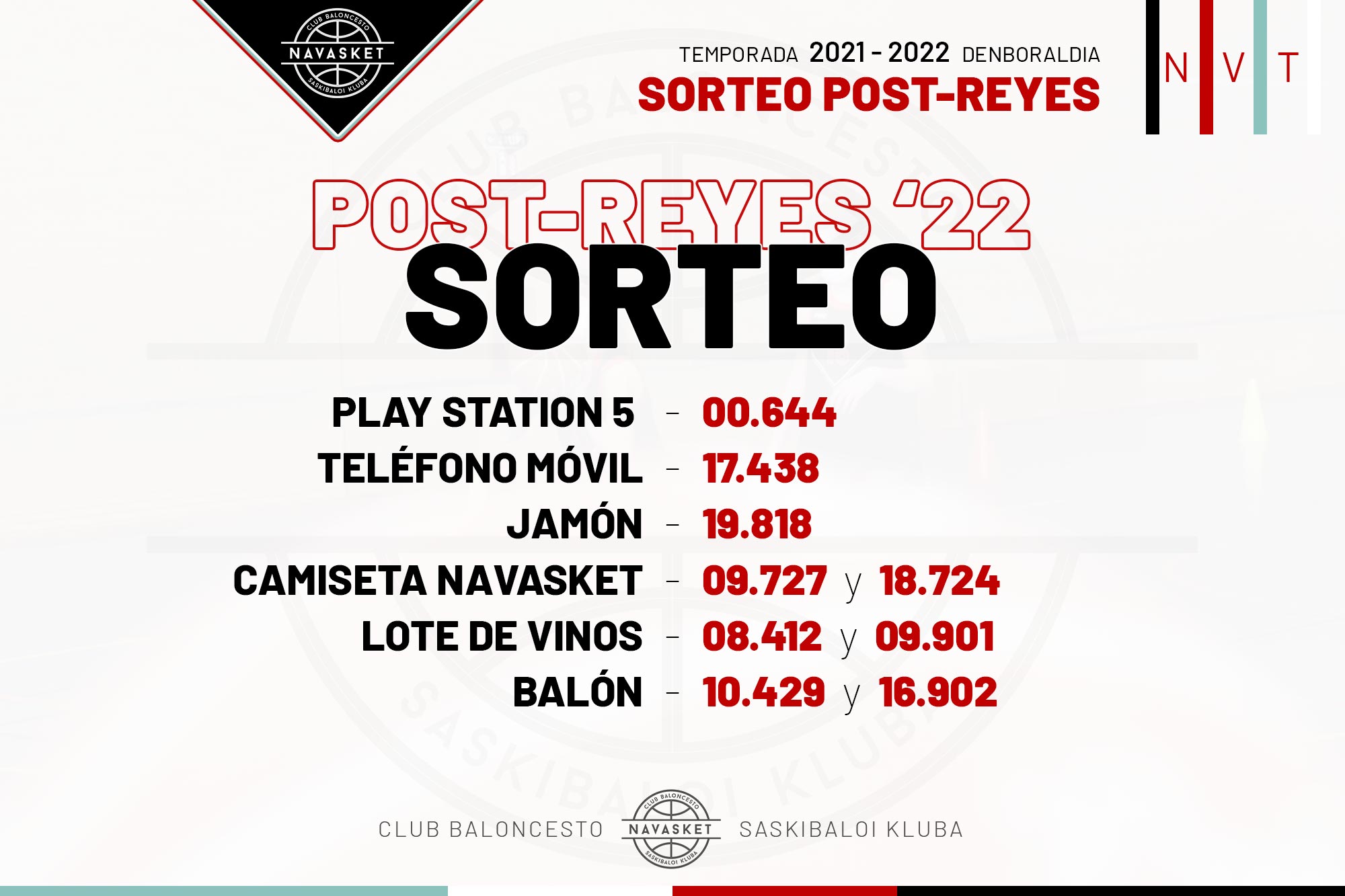 #ActualidadNVT | Resultado del Sorteo Post-Reyes de Navasket (16-01-2022)