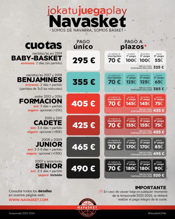 NVT 25-26 | Cuotas temporada 2025-2026