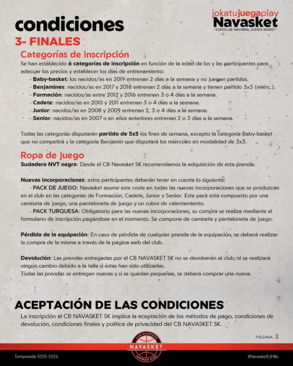 NVT 25-26 | Condiciones finales