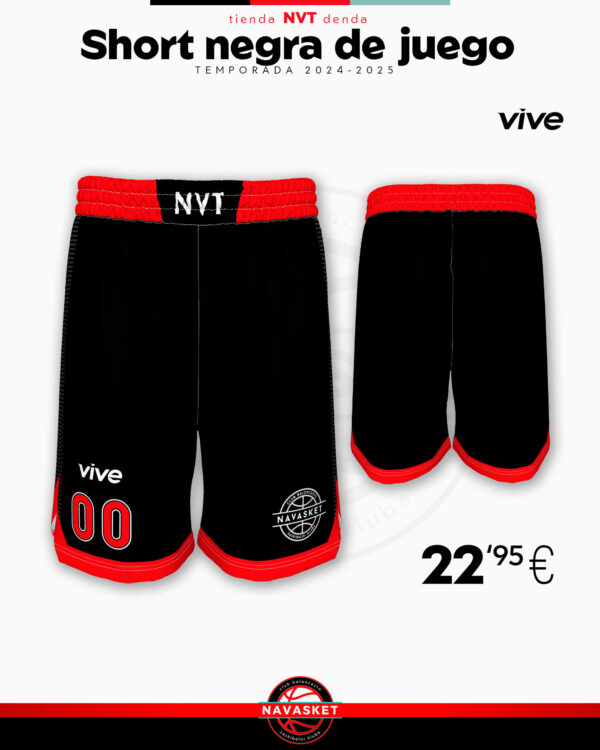 TIENDA | Short negra de juego Navasket (1ª equipación)