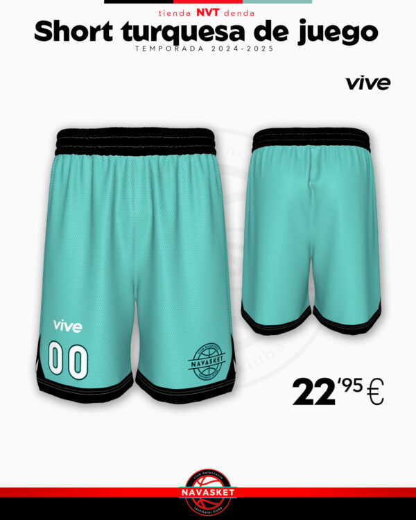 TIENDA | Short turquesa de juego Navasket (2ª equipación)